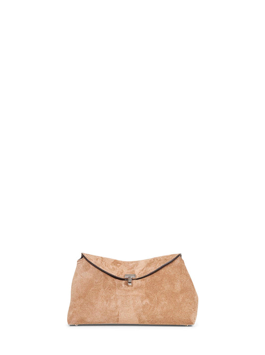 Tobacco T-lock clutch bag