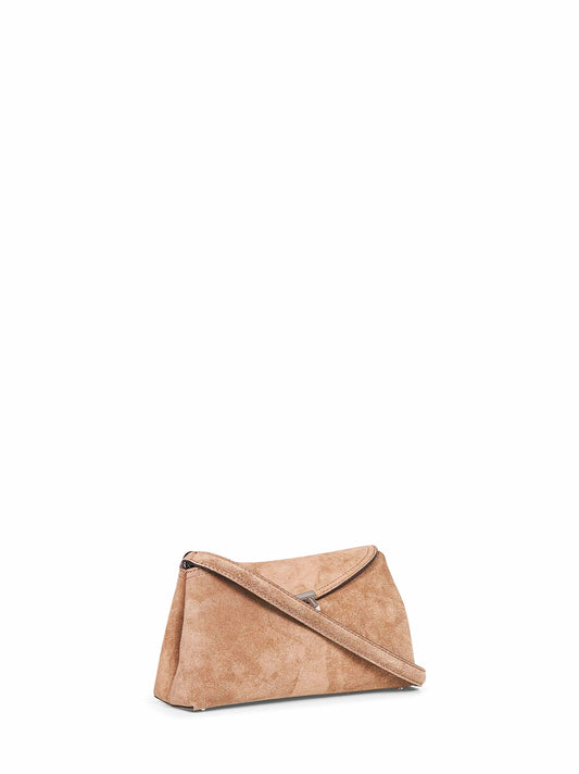 Tobacco T-lock clutch bag