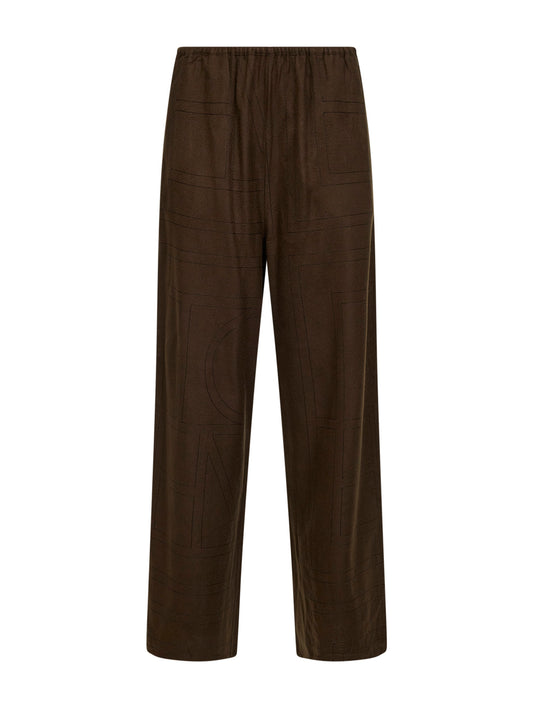 Pantaloni pigiama Monogram in flanella marrone scuro