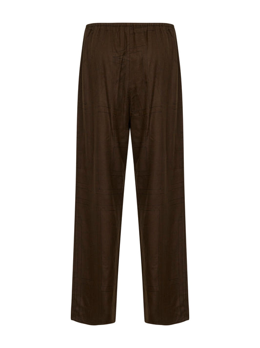 Pantaloni pigiama Monogram in flanella marrone scuro