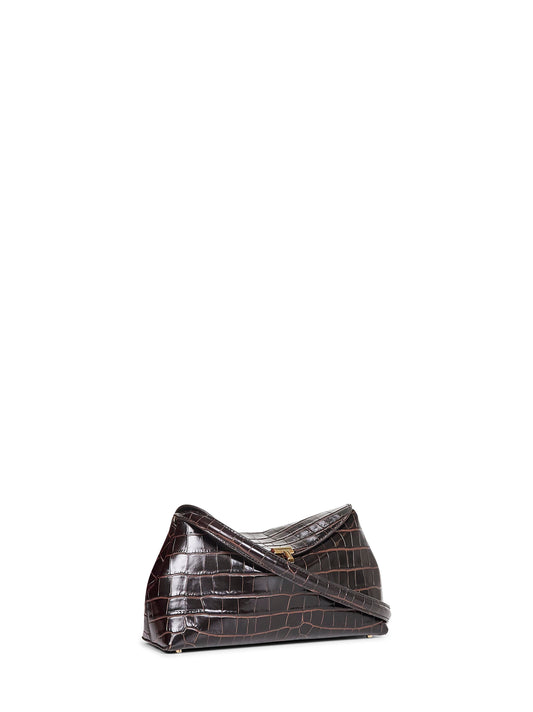 Dark brown T-lock clutch bag