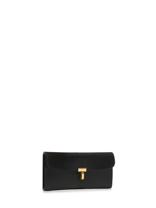 Black leather T-Lock wallet