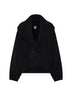 Black ribbed wool shawl-lapel cardigan