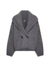 Mid grey ribbed wool shawl-lapel cardigan