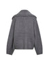 Mid grey ribbed wool shawl-lapel cardigan