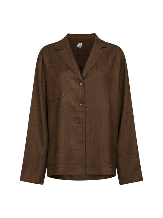 Dark brown flannel Monogram pj shirt