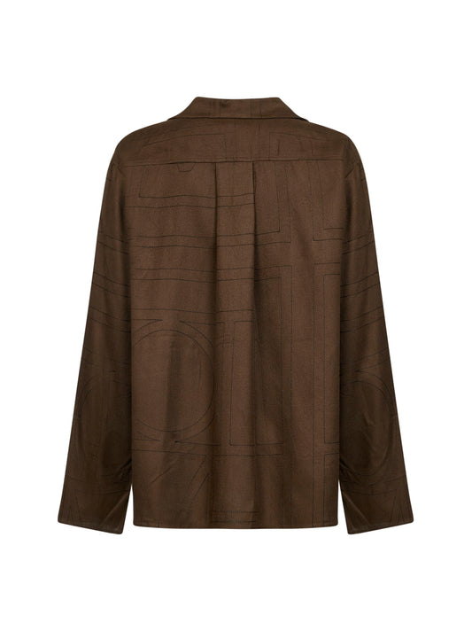 Dark brown flannel Monogram pj shirt