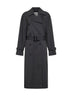 Washed black crisp cotton blend double-breasted trench coat