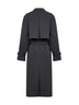 Washed black crisp cotton blend double-breasted trench coat