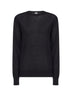 Pullover in maglia fine di lana merino e seta nera<BR/>