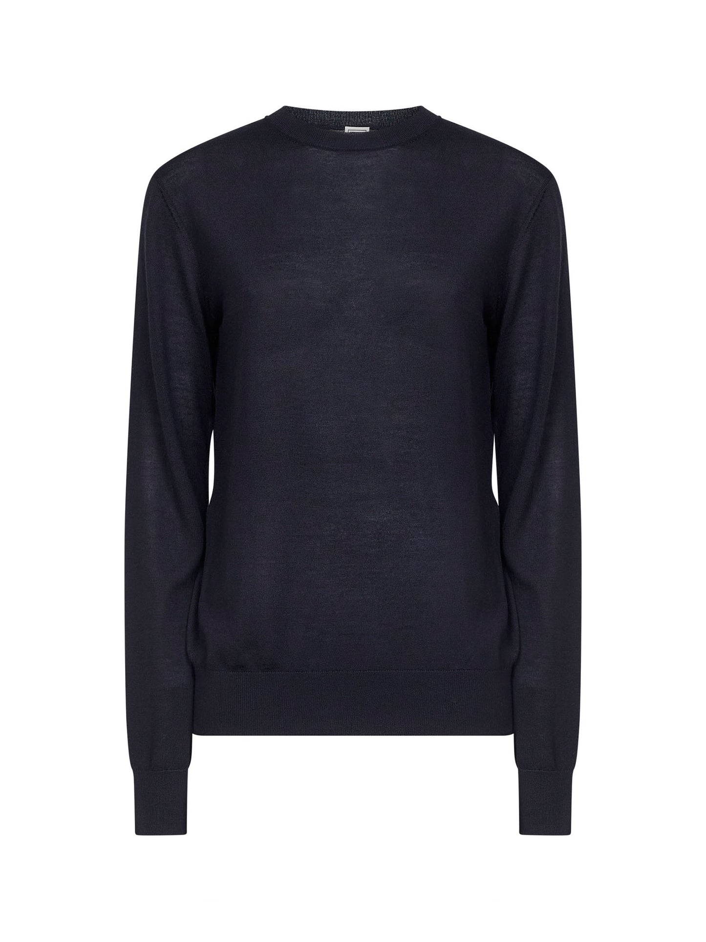 Pullover in maglia fine di lana merino e seta blu notte