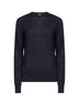 Pullover in maglia fine di lana merino e seta blu notte