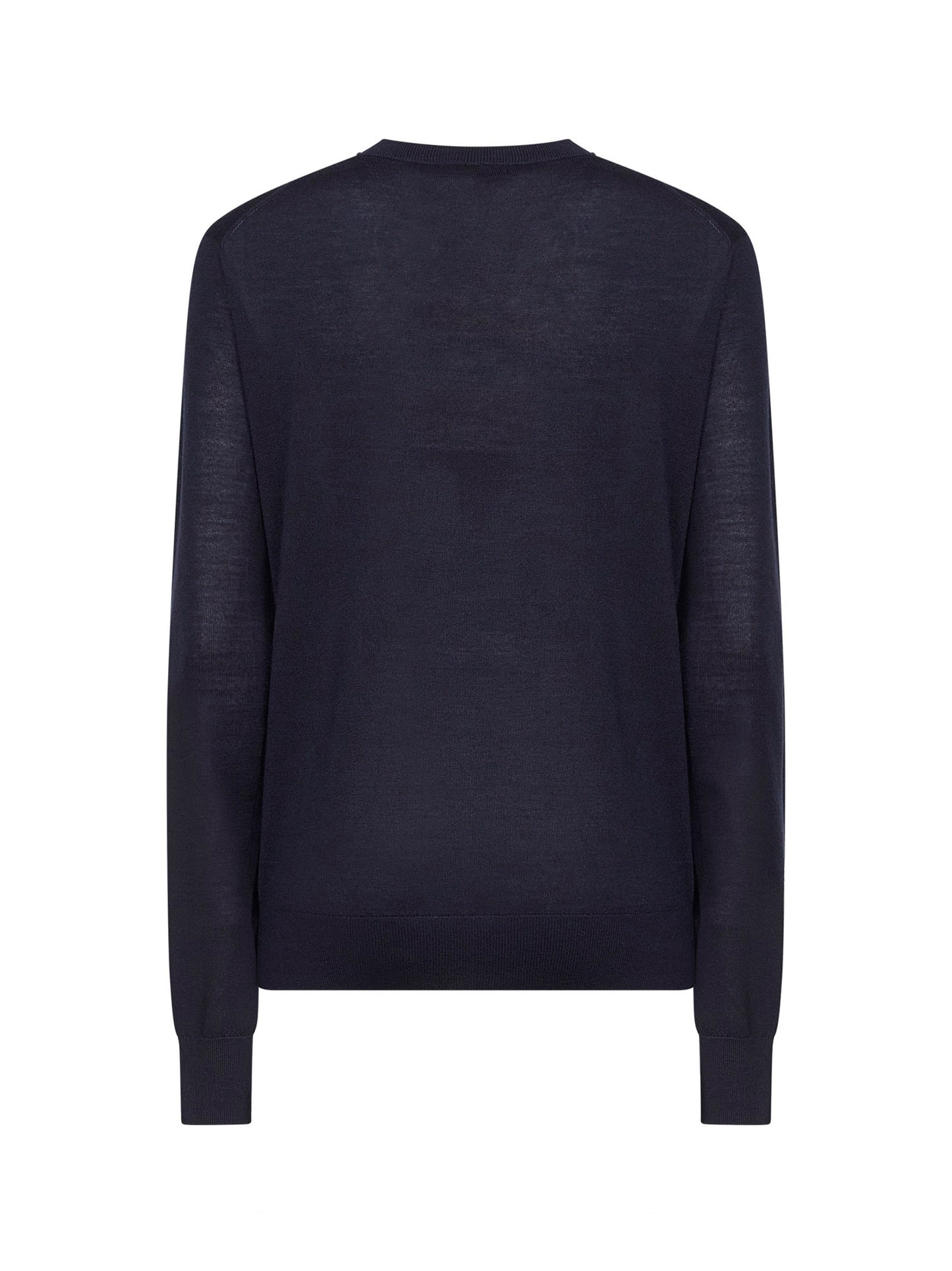 Pullover in maglia fine di lana merino e seta blu notte