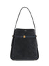 Black belted bucket bag