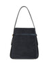 Black belted bucket bag