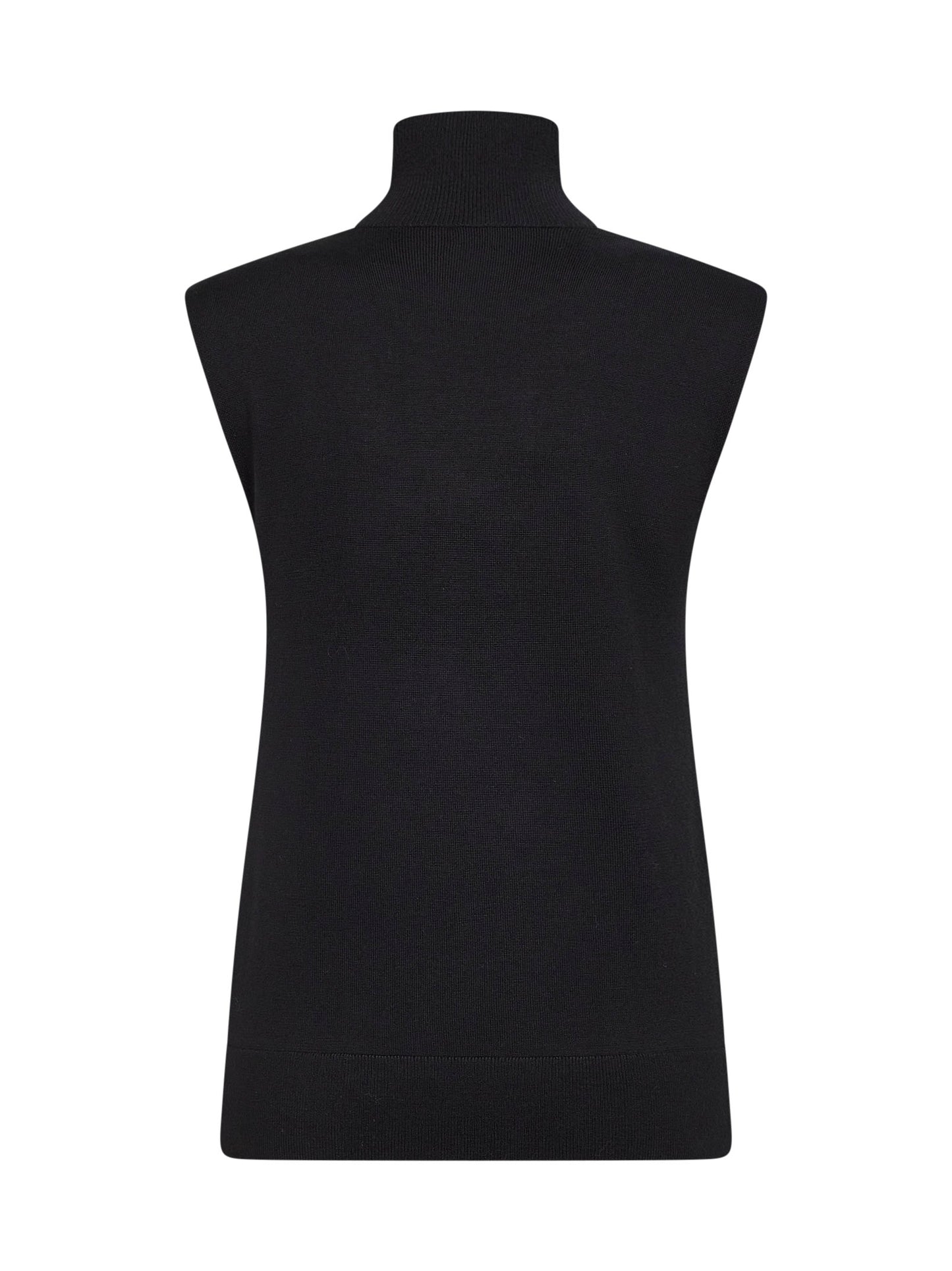 Top senza maniche a collo alto in maglia nera