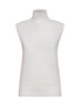 Top senza maniche a collo alto in maglia ecrù