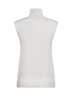 Top senza maniche a collo alto in maglia ecrù