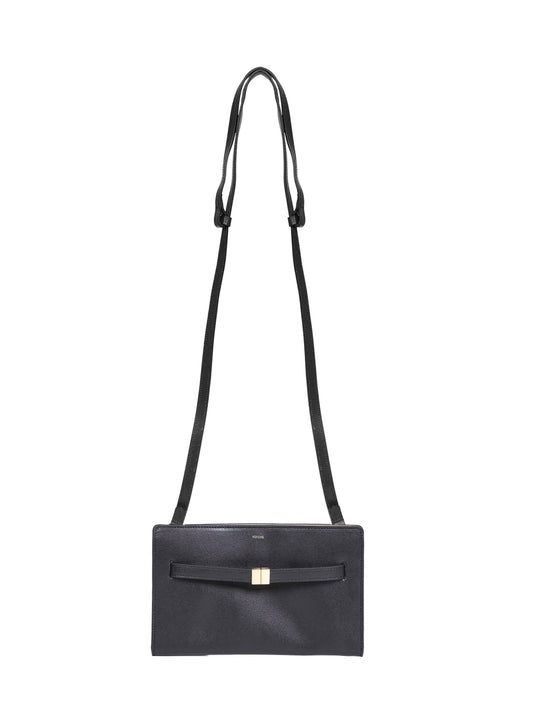 Black belted crossbody bag