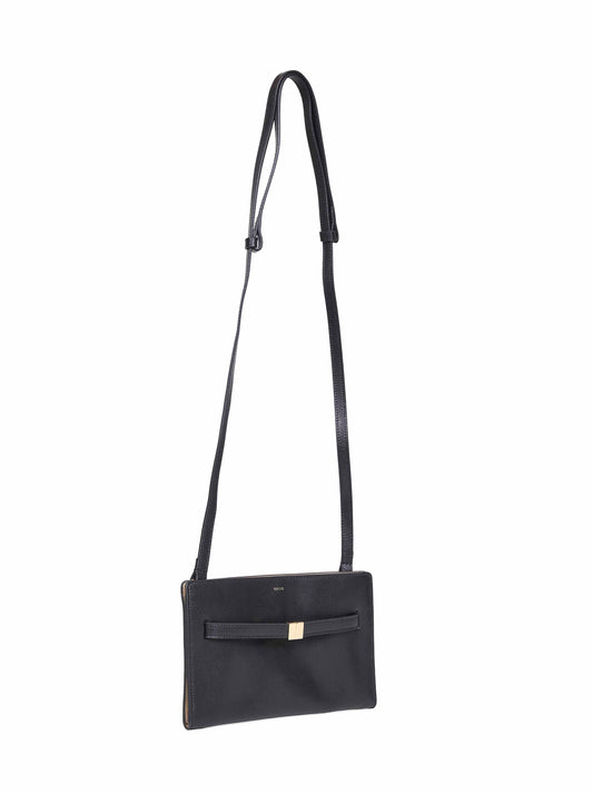 Black belted crossbody bag