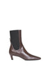 Brown leather mid-heel ankle boots