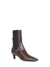 Brown leather mid-heel ankle boots