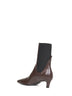 Brown leather mid-heel ankle boots