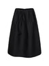 Black wool and silk gathered midi skirt