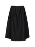 Black wool and silk gathered midi skirt