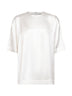 White viscose satin crewneck T-shirt