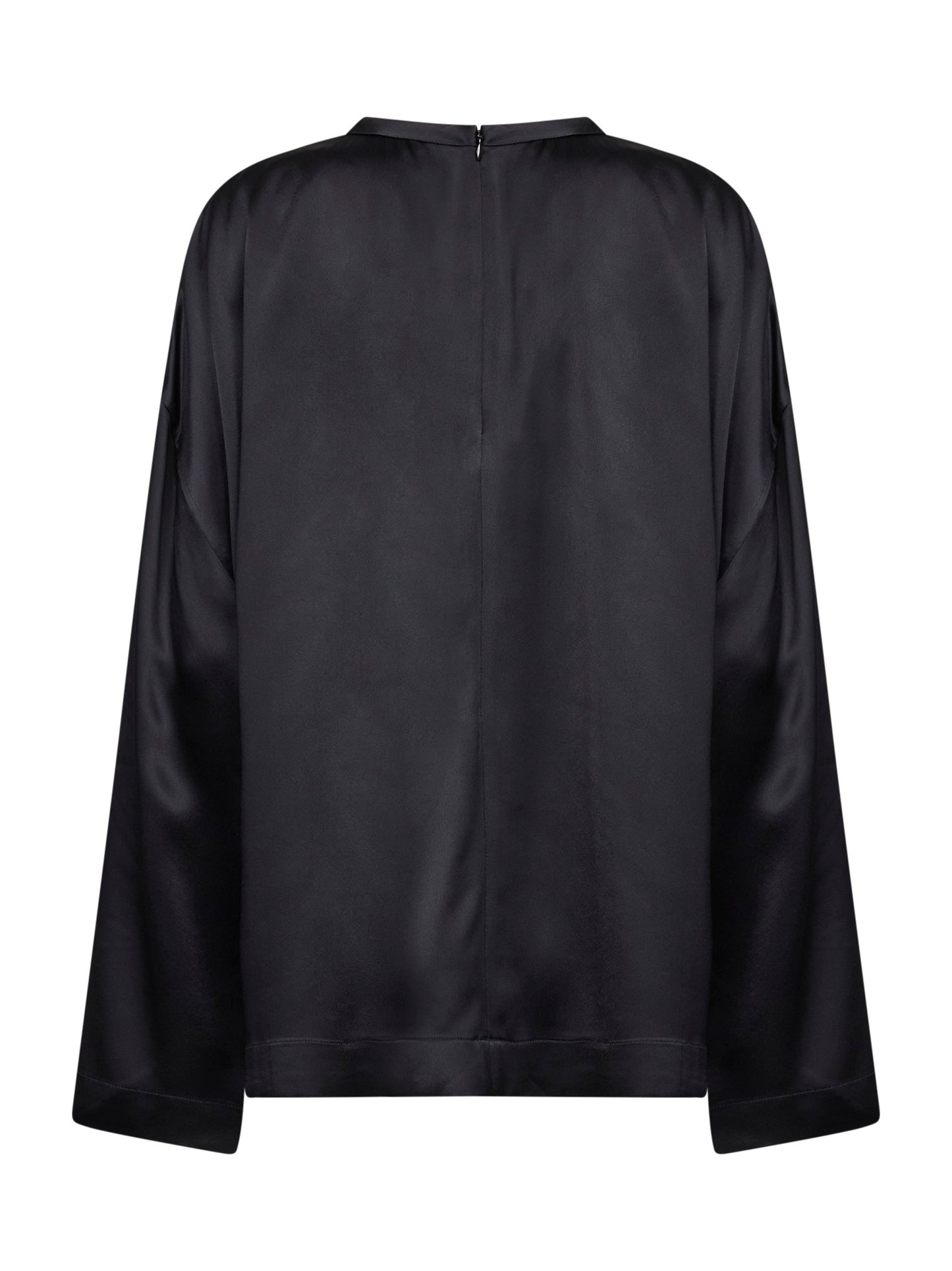 Top boxy in raso di viscosa nero