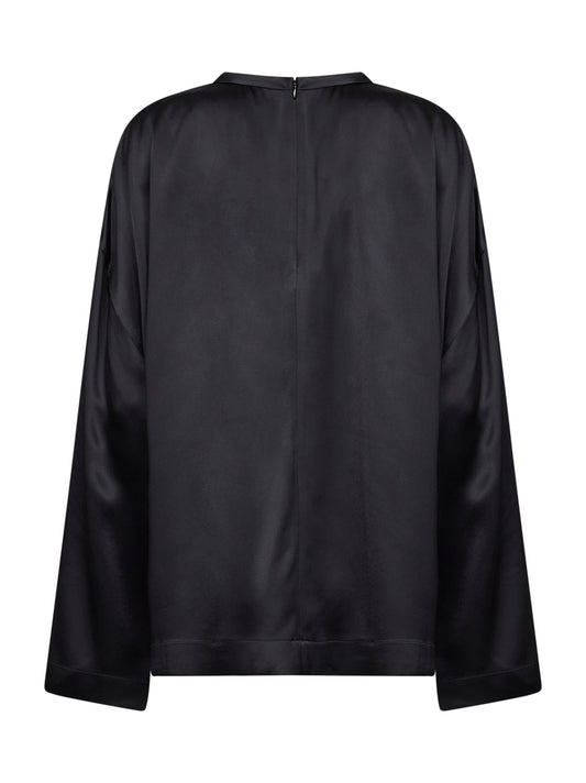 Top boxy in raso di viscosa nero