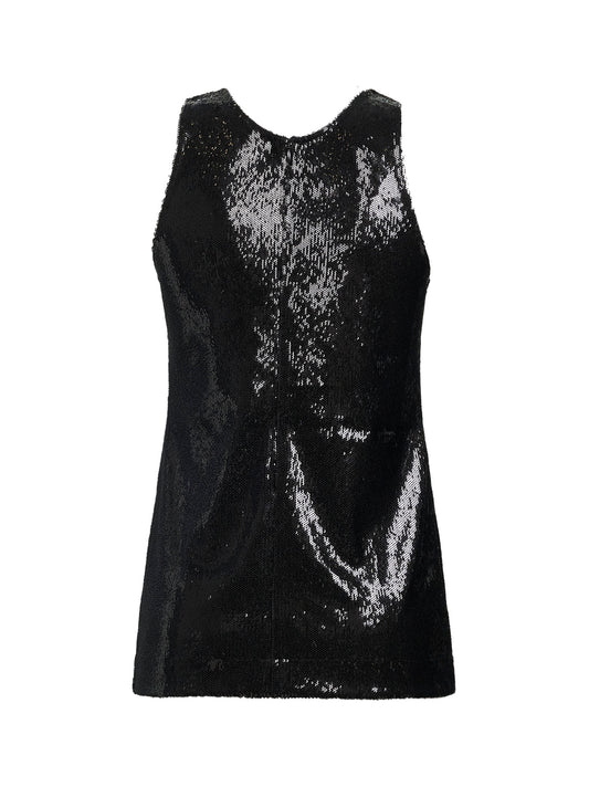 Canotta in paillettes nere