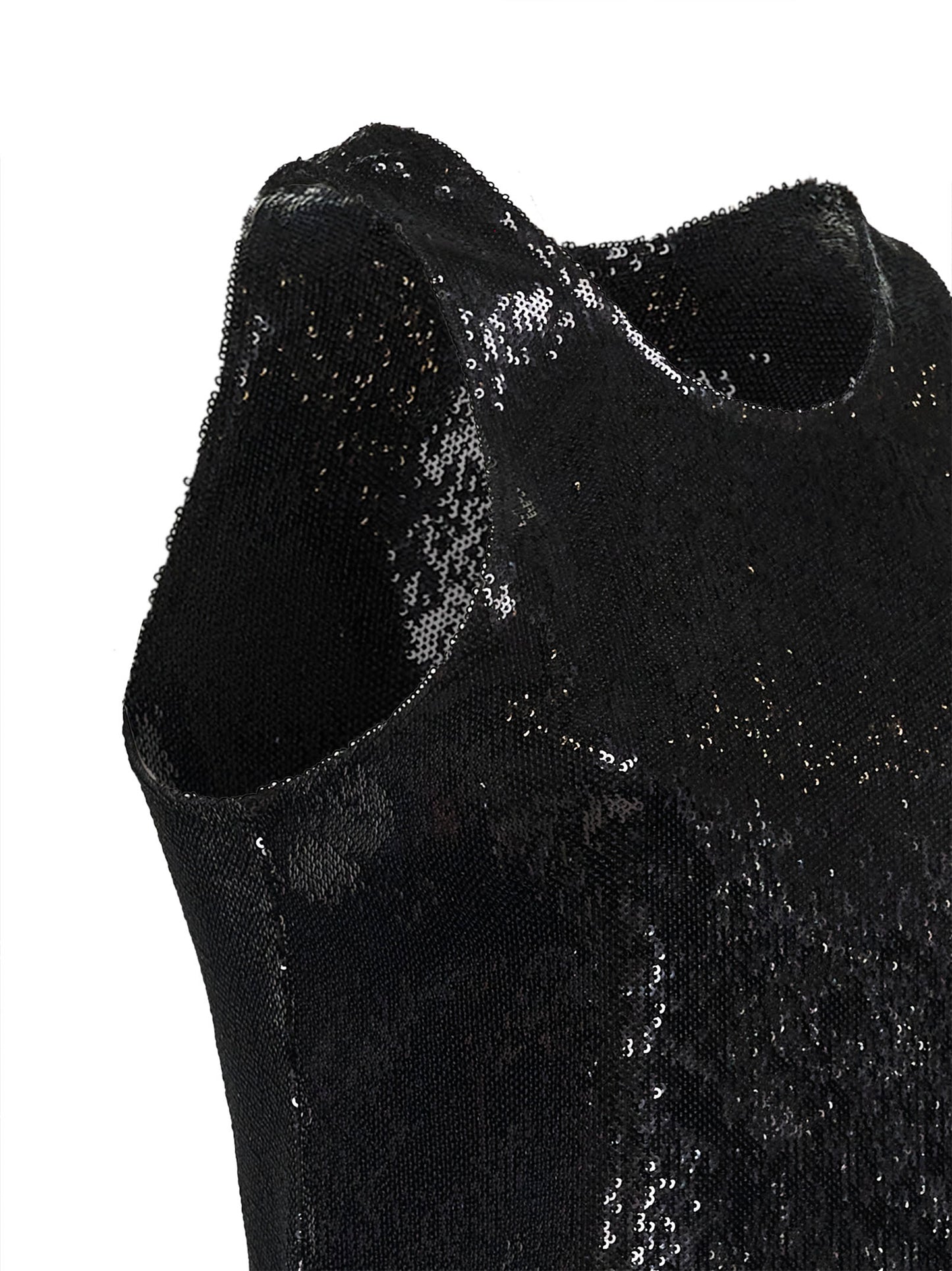 Canotta in paillettes nere