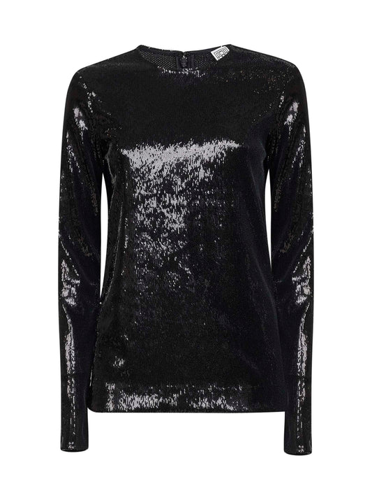Black sequin long-sleeved top