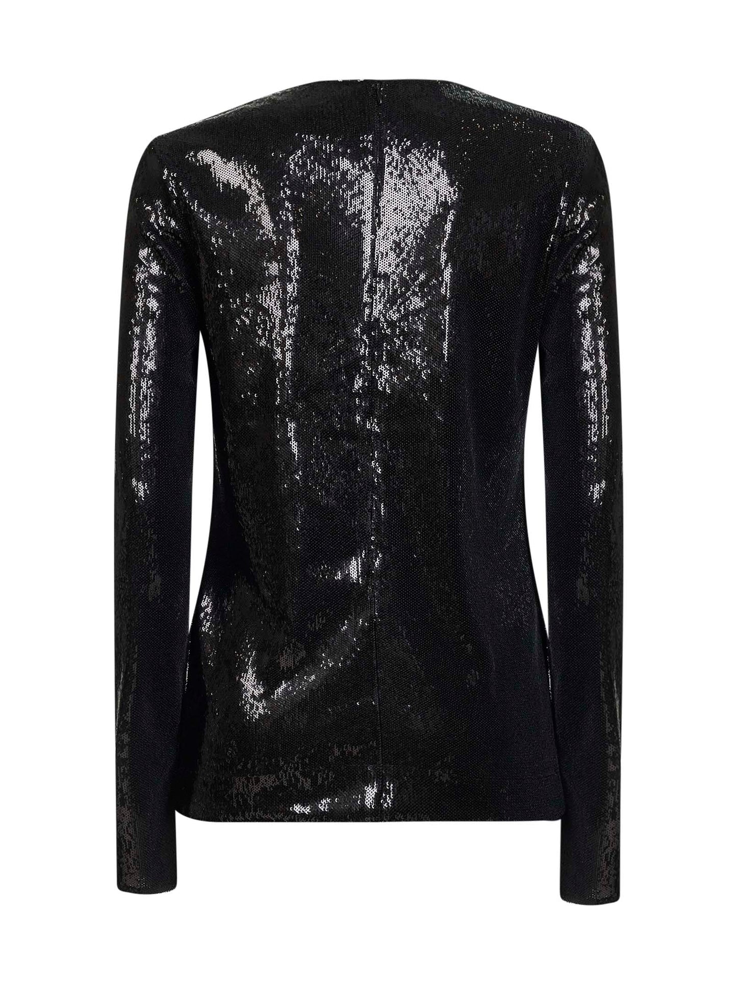 Black sequin long-sleeved top