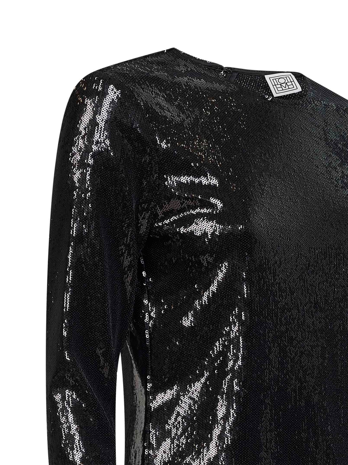 Black sequin long-sleeved top