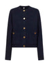 Blue wool cardigan with hammered buttons