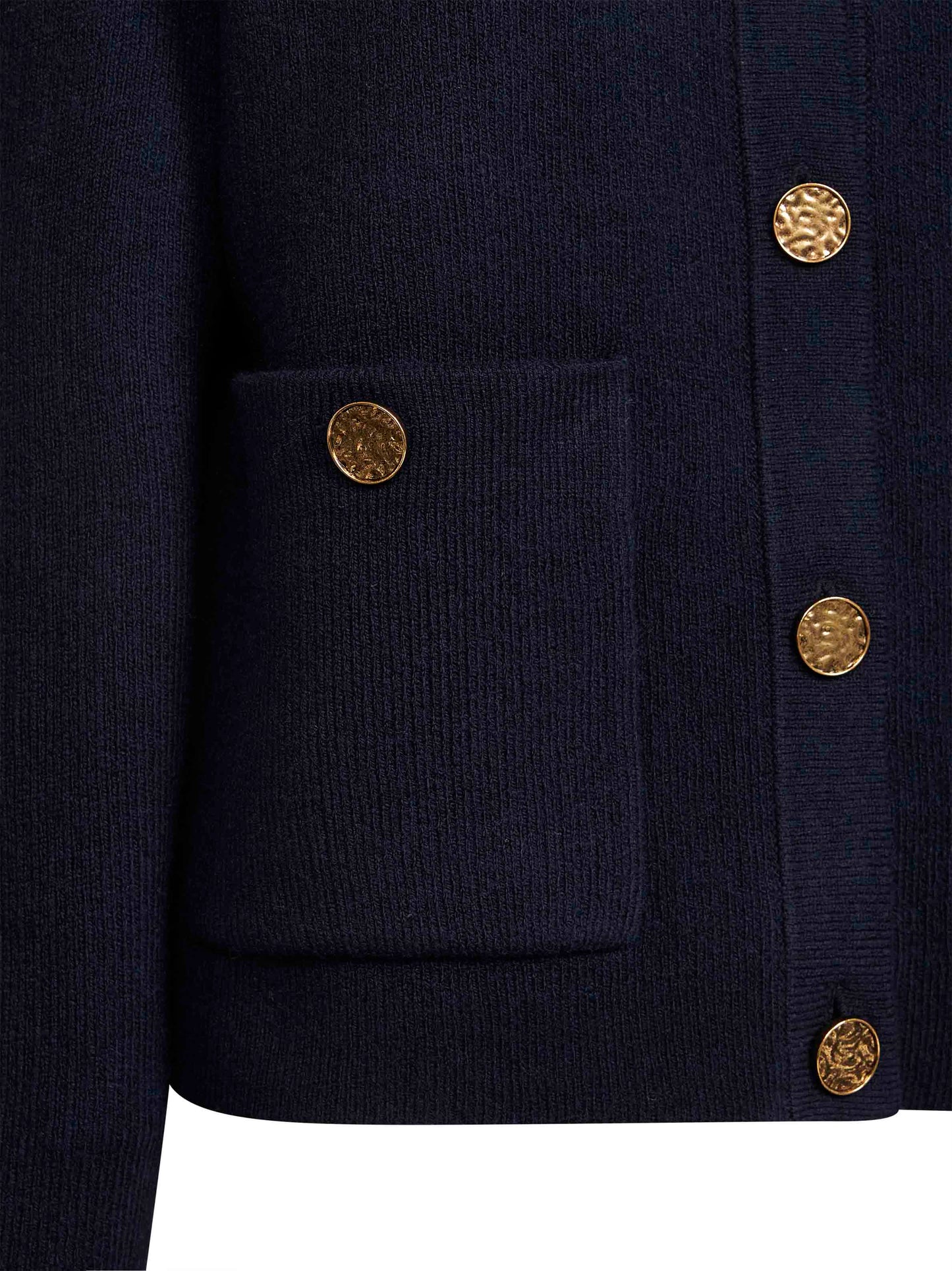 Blue wool cardigan with hammered buttons