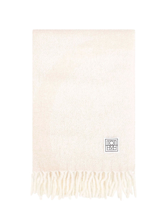 Ecru and white monogram jacquard scarf<BR/>