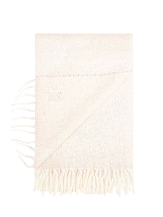Ecru and white monogram jacquard scarf<BR/>