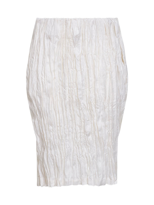 White crinkled linen pencil skirt