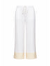White satin drawstring pajama-style trousers