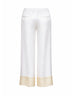White satin drawstring pajama-style trousers