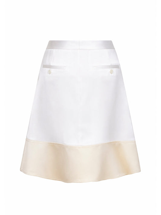 Gonna corta stile smoking in raso bianco