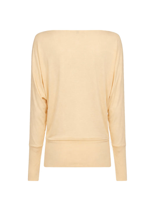 Champagne sheer crepe viscose boatneck top