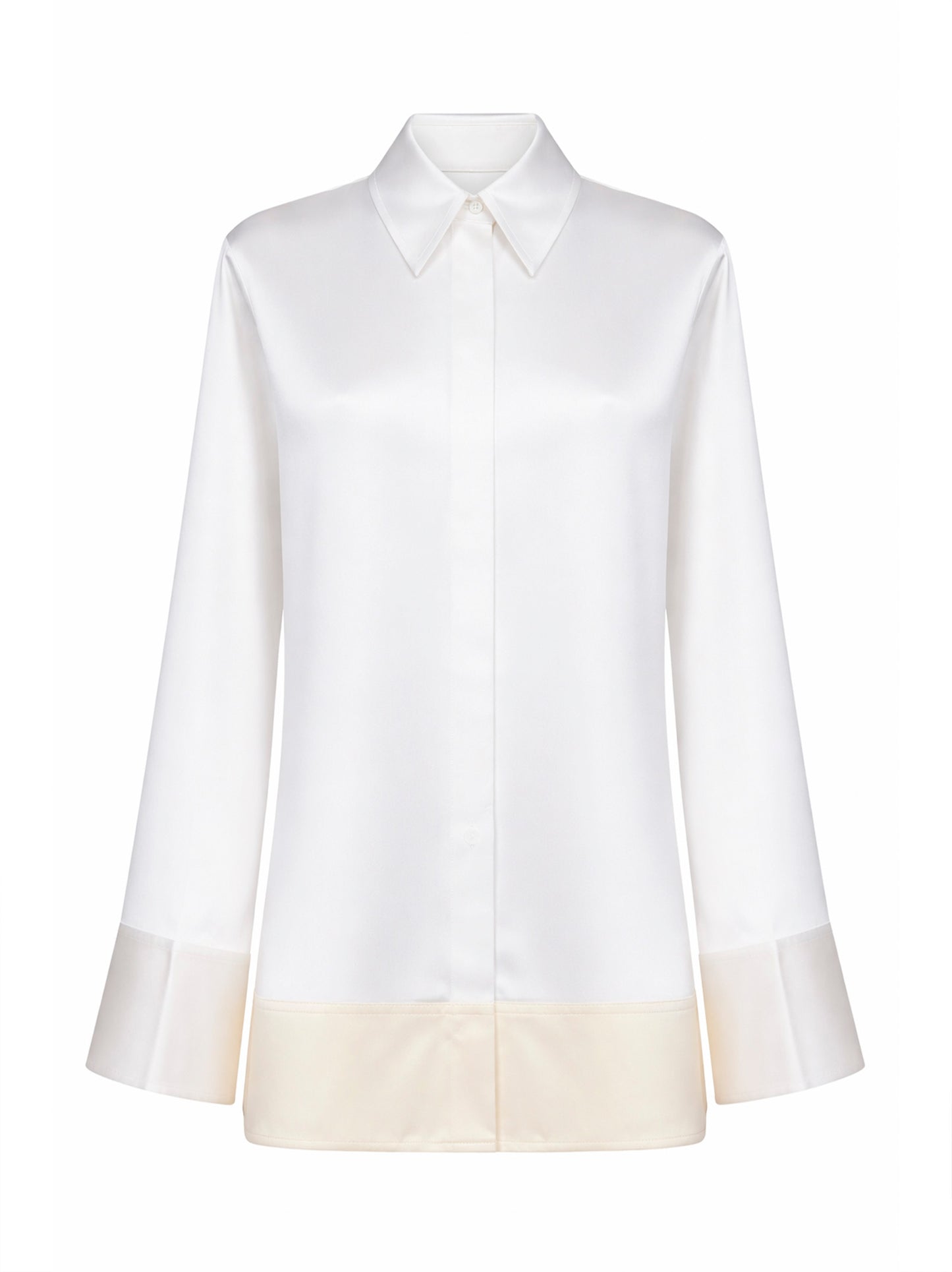 Camicia stile smoking in raso bianco