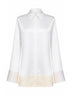 Camicia stile smoking in raso bianco