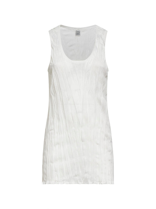 Canotta in maglia di misto viscosa stropicciata bianca