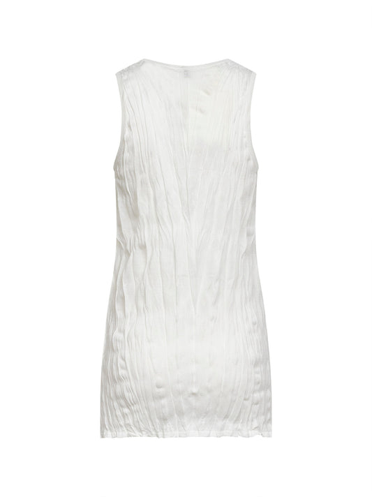 Canotta in maglia di misto viscosa stropicciata bianca